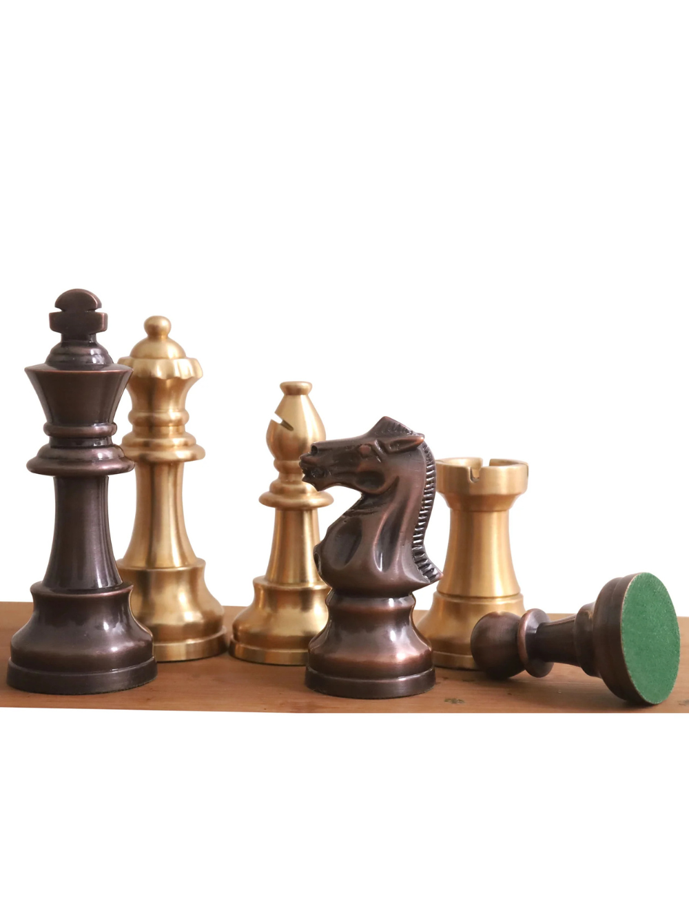 3.2" Pro Staunton Antiqued Copper Brass Metal Luxury Chess Pieces - 3.2" King