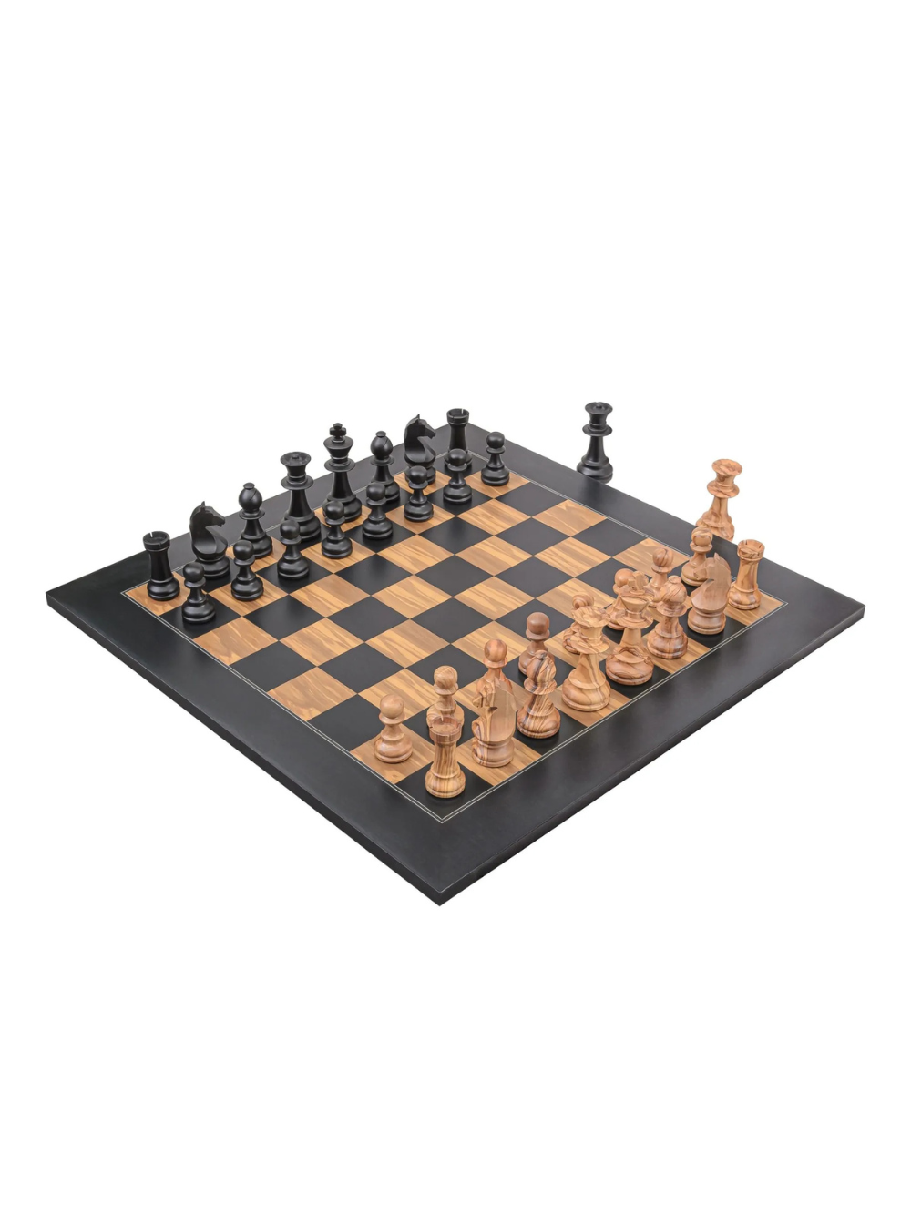 Rechapados Ferrer Olivewood Chess Set Combo - Black Olive Chess Board & Pieces