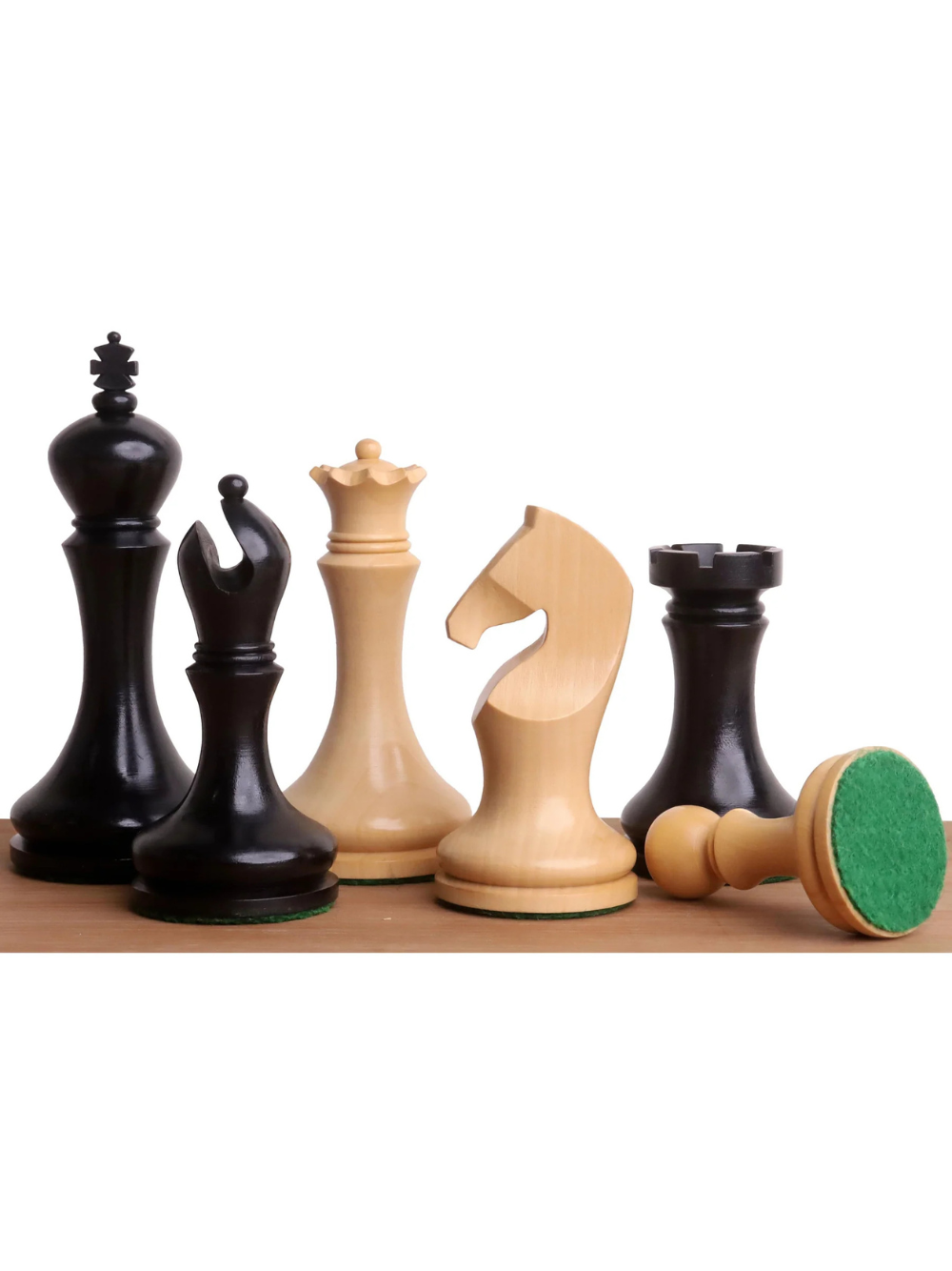 3.9" Zadar Series Modern Minimalist Chess Pieces - Weighted Ebonised Boxwood