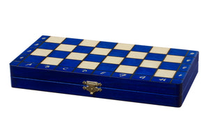 Jeu d'échecs en bois bleu