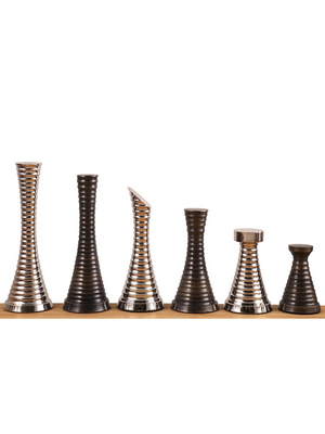 3.9" Modern Brass Metal Luxury Chess Set - Chess Pieces Only - Silver & Antique chessmen