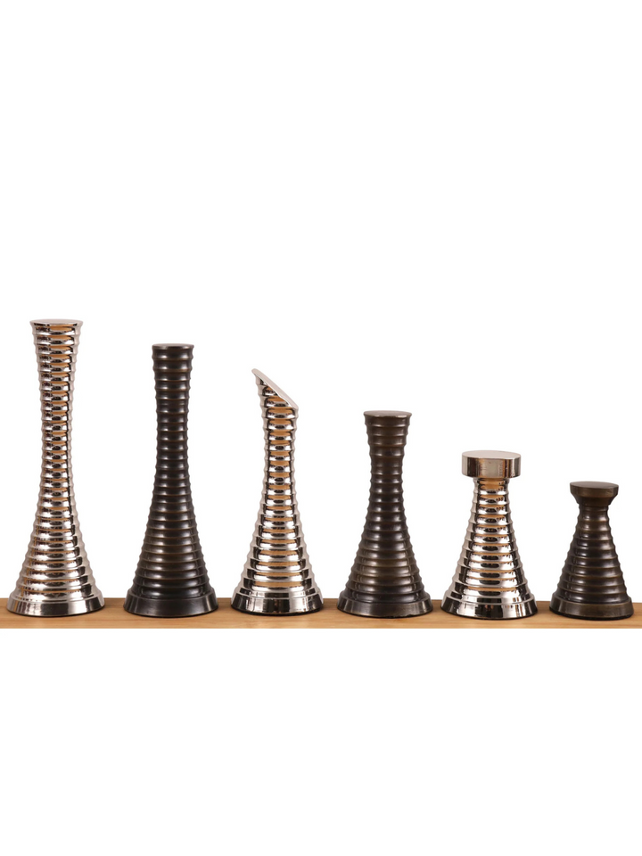 3.9" Modern Brass Metal Luxury Chess Set - Chess Pieces Only - Silver &amp; Antique chessmen