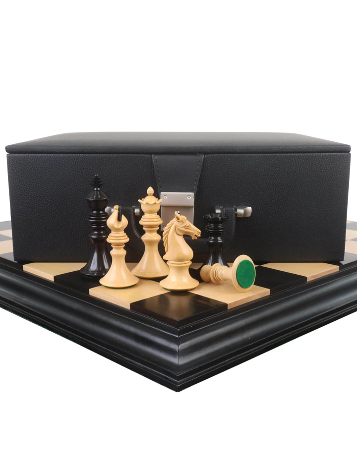 Set di scacchi di lusso Aristocrat Series 4,3" - pezzi in legno di ebano e bosso con scacchiera e scatola