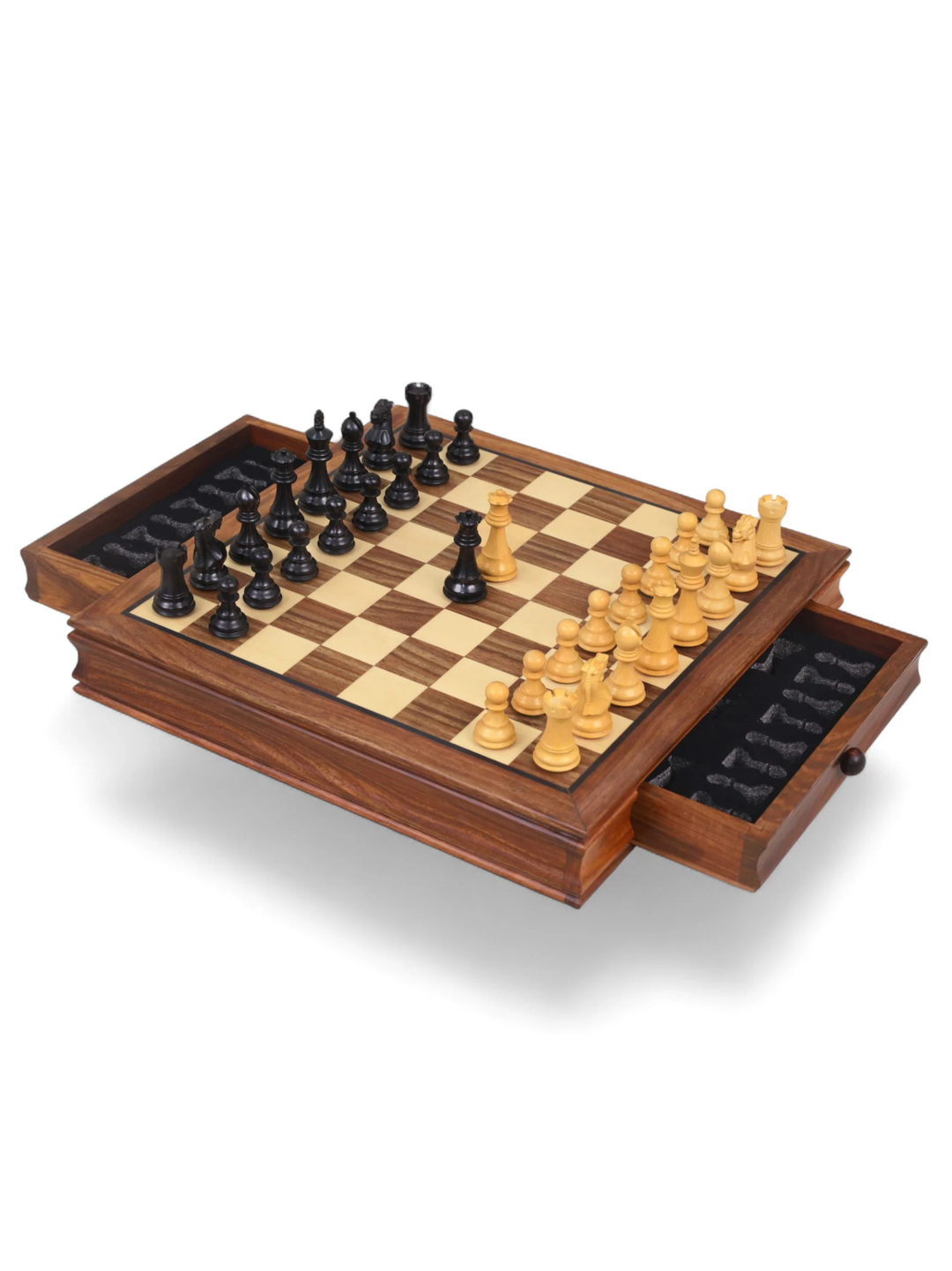 Set di Scacchi da Viaggio Magnetico Legacy 15” in Palissandro Dorato con Cassetti per Conservazione