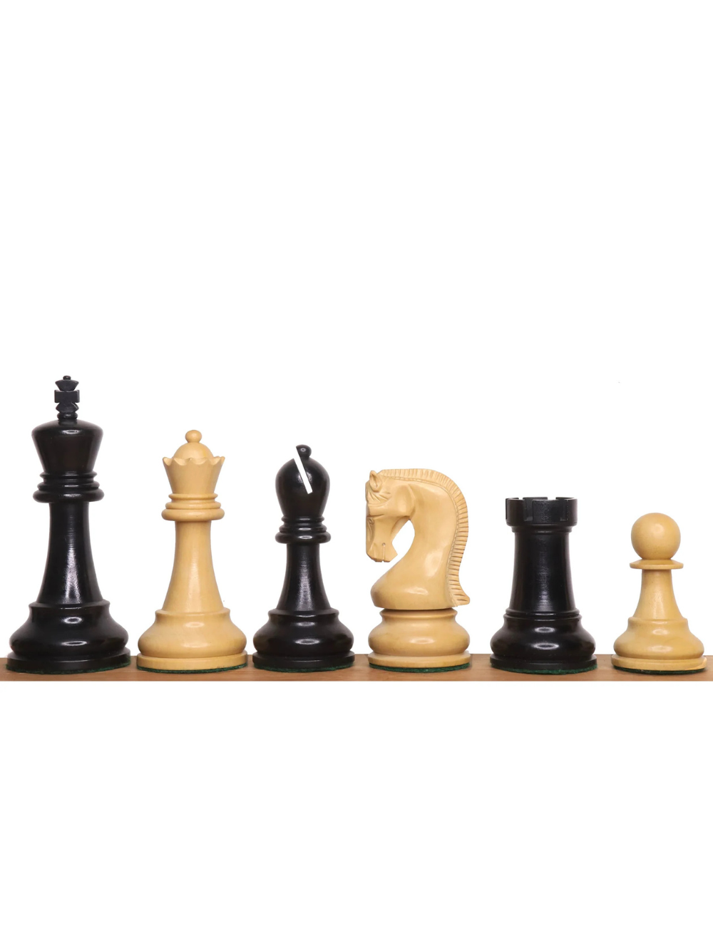 Leningrad Staunton Schachspiel - Nur Schachfiguren - Ebonisierter Buchsbaum - 4" König 