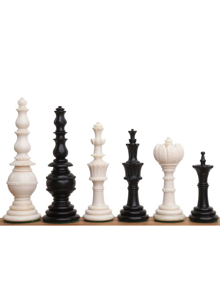 Set di Scacchi Pre-Staunton Torre Turca 4,6" - Solo Pezzi - Osso di Cammello Nero e Bianco