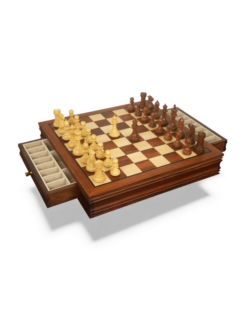 20” Legacy Golden Rosewood Chess Board with 4.1" Staunton Chess Pieces