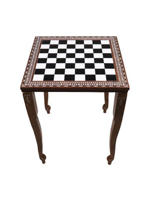 Schachspielertisch aus Holz, 53 cm – Palisander & Acryl-Elfenbein (69 cm hoch)