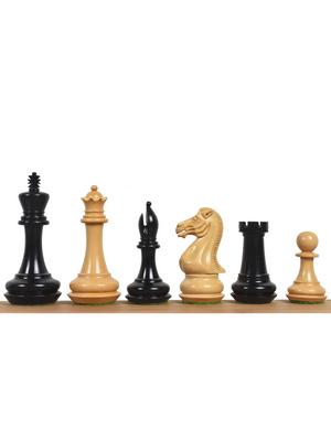 4.1" Chamfered Base Staunton Chess Pieces Only Set - Triple Weighted Ebony Wood
