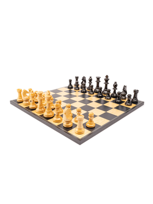 Staunton Europe nº5 chess set weighted GLOSSY pieces with BLACK board without frame