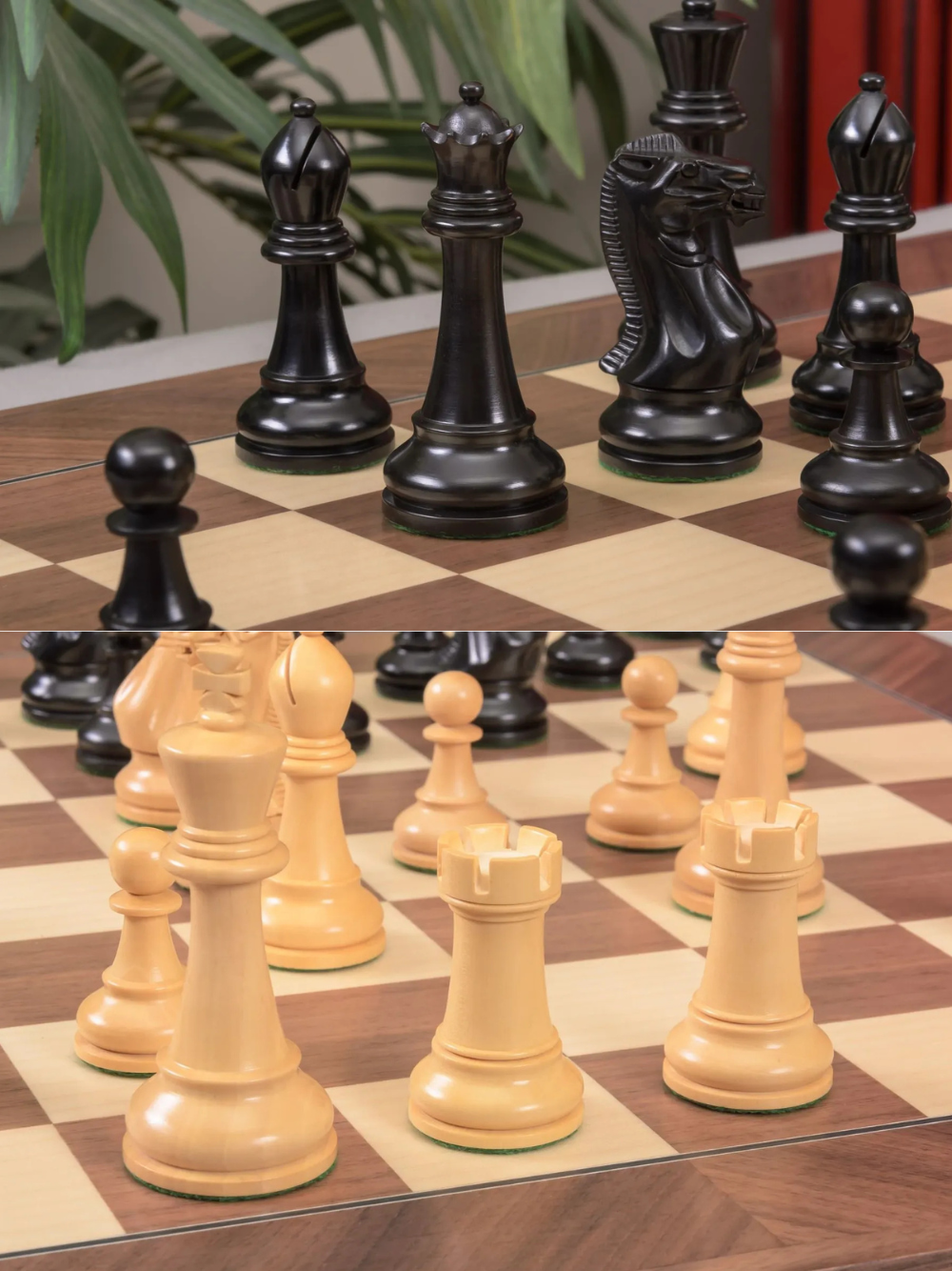 The Winchester Series Chess Pieces - 4" King (Ebonised Boxwood and Natural Boxwood)