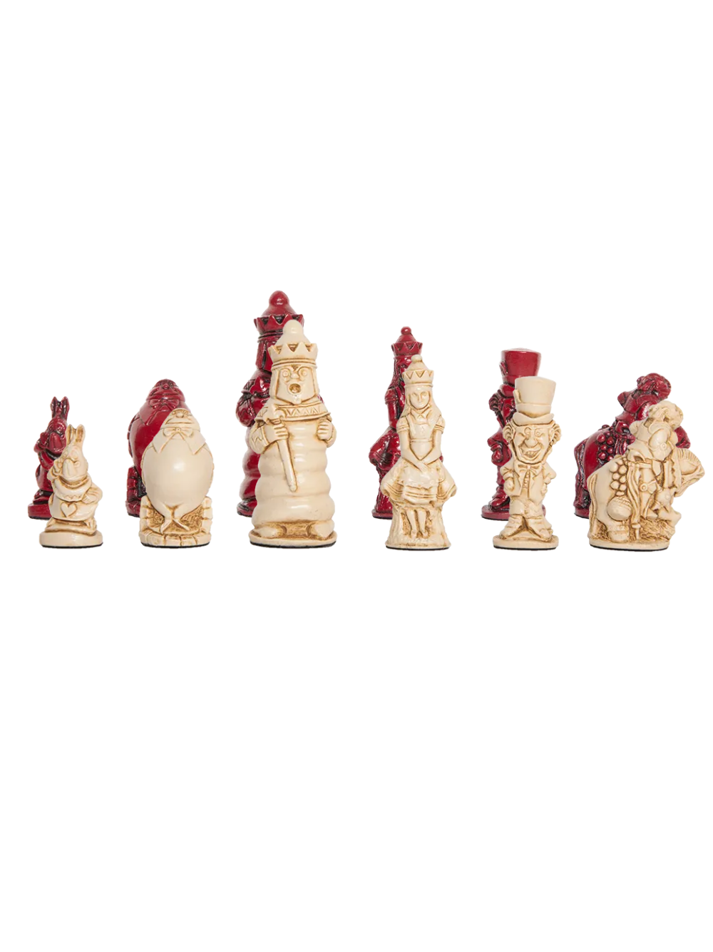Alice in Wonderland Chess Pieces - 3.5" King - Red & Natural