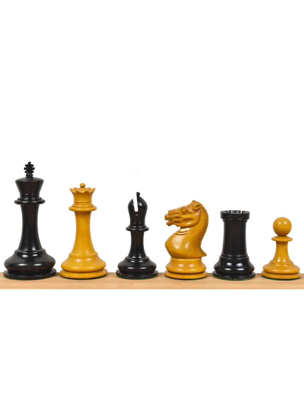 1852-55 Harrwitz Staunton Chess Pieces Antiqued Boxwood and Ebony - 3.5" King