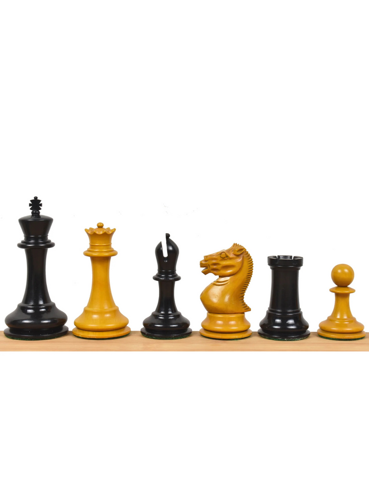 1852-55 Harrwitz Staunton Chess Pieces Antiqued Boxwood and Ebony - 3.5" King