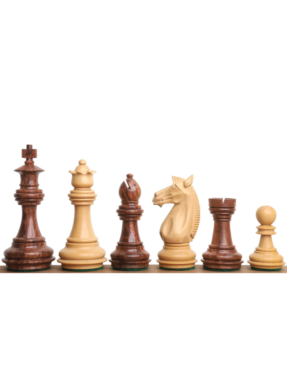 Serie Meghdoot Pezzi di Scacchi Staunton 3,4" in Palissandro Dorato