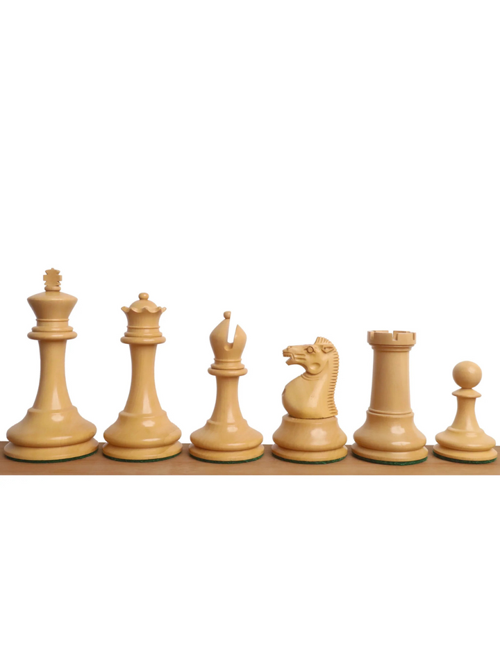 3.5" Circa 1856 Anderssen Dropjaw Staunton Chess Pieces Ebony &amp; Boxwood - image 1