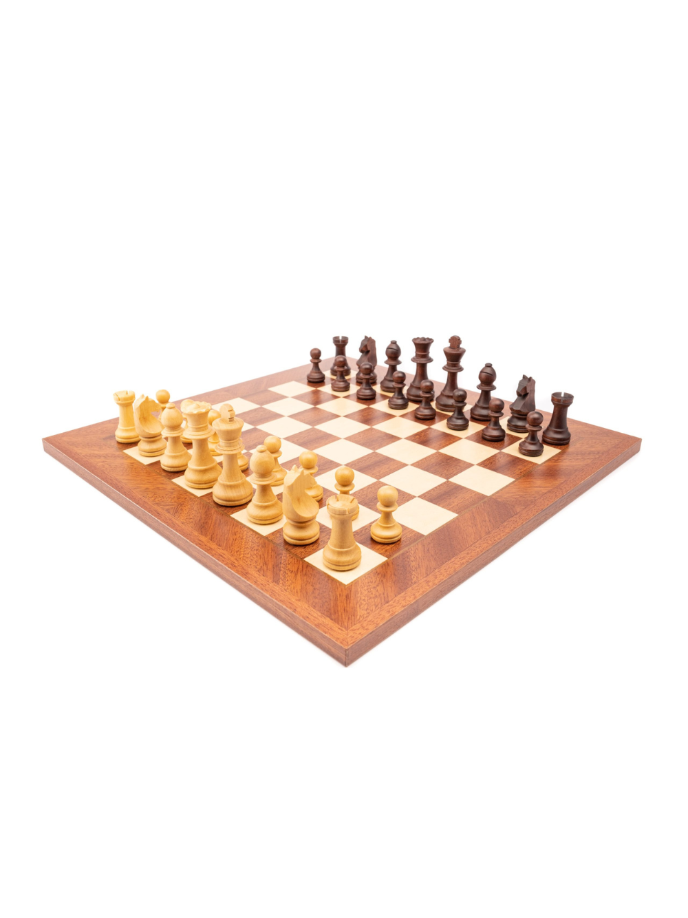Staunton Europe chess set weighted pieces with MATTE finish with sapelli/maple board