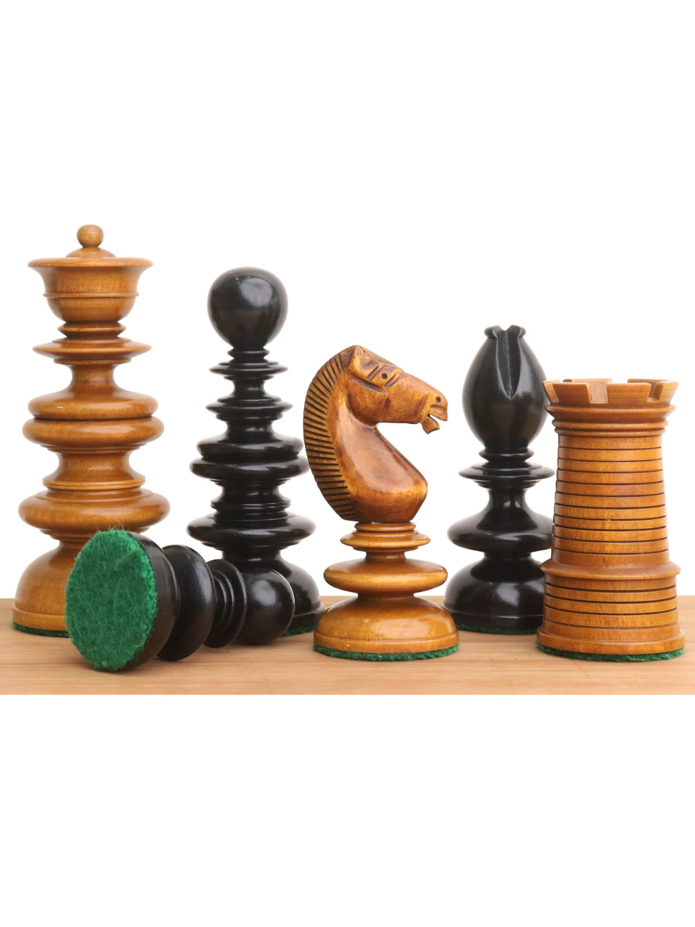 3.3" St. John Pre-Staunton Calvert Chess Pieces Ebony Wood & Antique