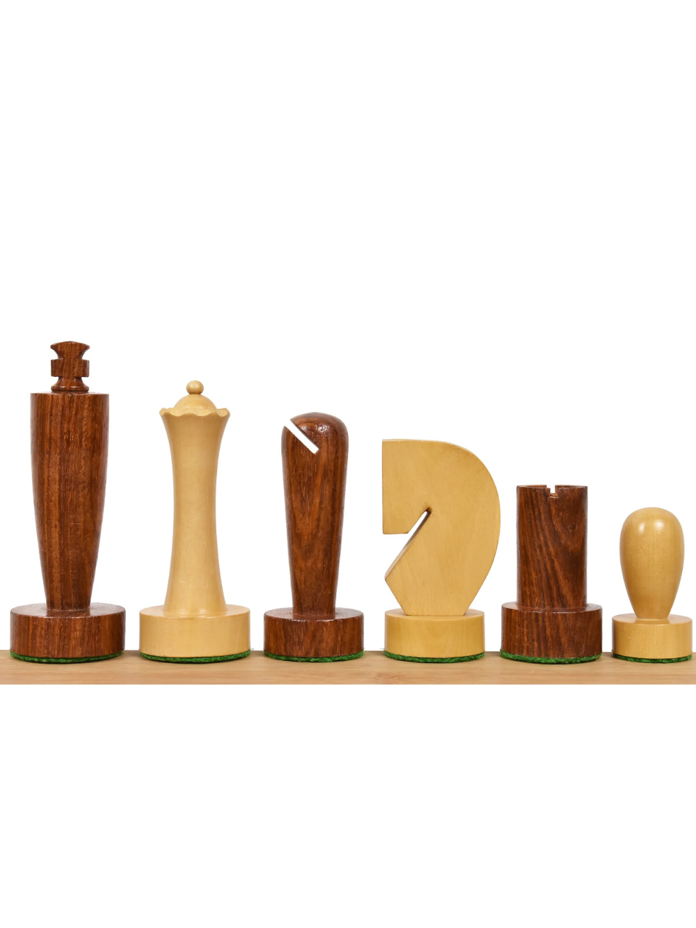 3.9″ Berliner Modern Minimalist Chess Pieces - Weighted Golden Rosewood
