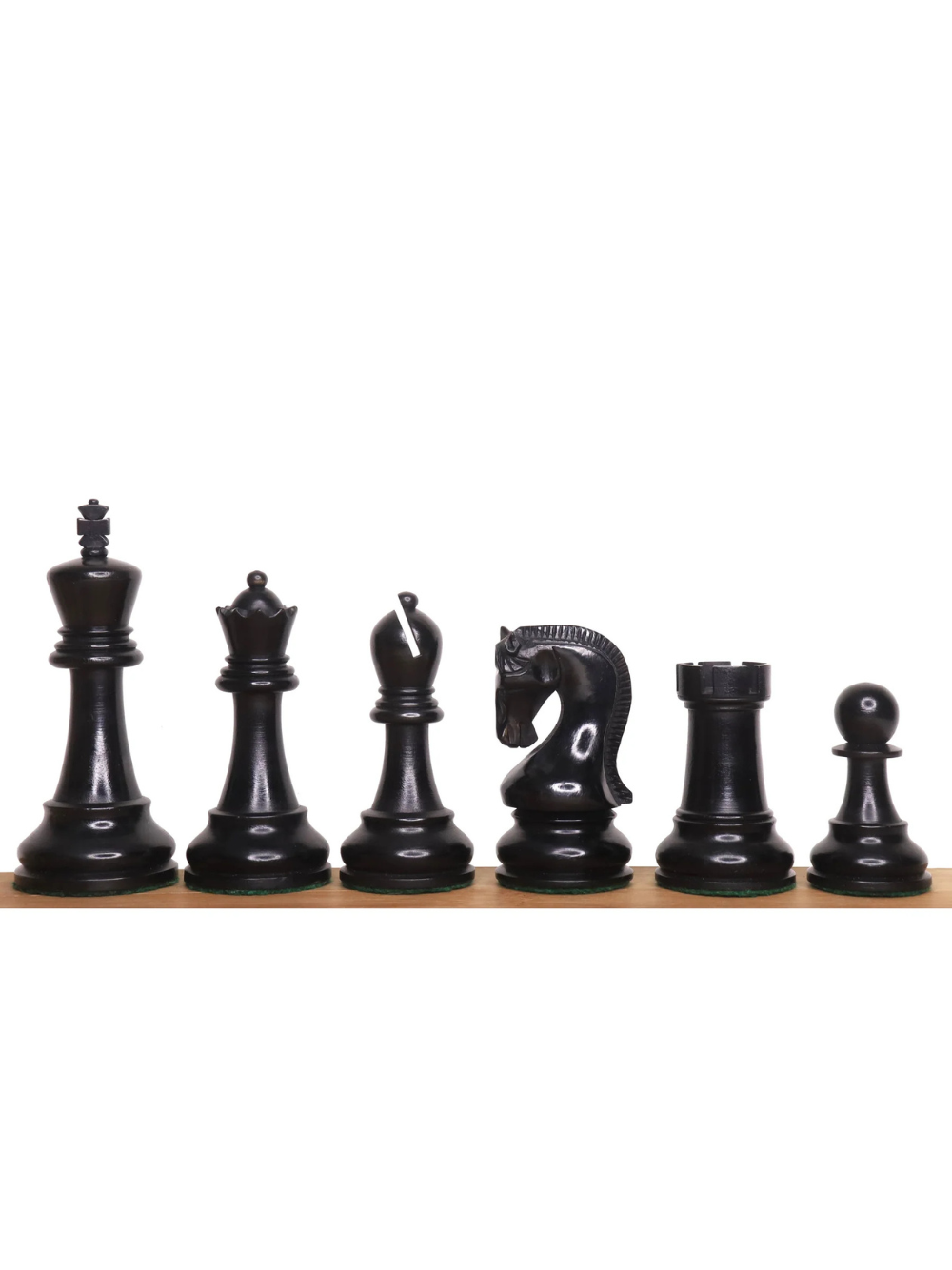 4" Leningrad Staunton Chess Pieces - Ebonised Boxwood - image 1