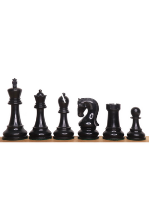 4" Leningrad Staunton Chess Pieces - Ebonised Boxwood - image 1