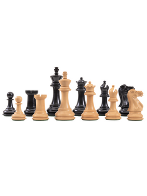 The York Series Chess Pieces - 3.5" King (Ebonised Boxwood and Natural Boxwood) - image 1
