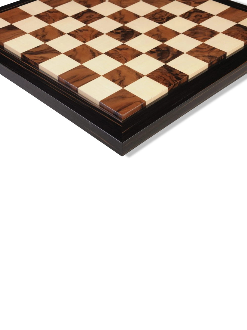 EBONY FRAME - Walnut Burl &amp; Maple Superior Contemporary Chess Board - Gloss Finish - image 1