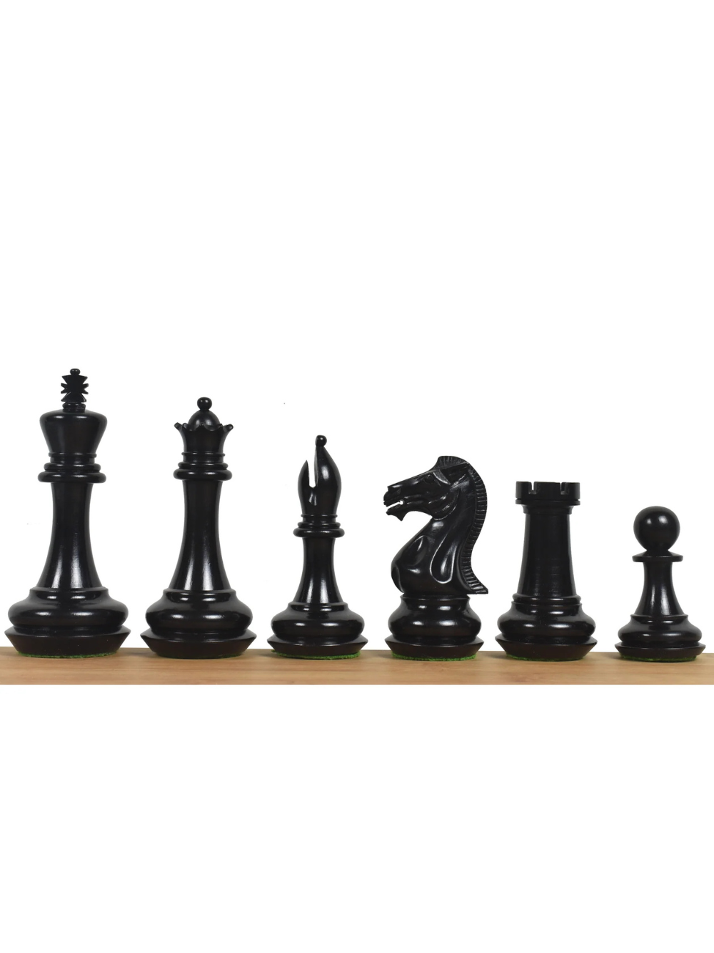 4.1" Chamfered Base Staunton Chess Pieces Only Set - Triple Weighted Ebony Wood