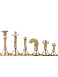 Jeu d'échecs contemporain en laiton de 3,9 pouces et échiquier en ébène de 15 pouces