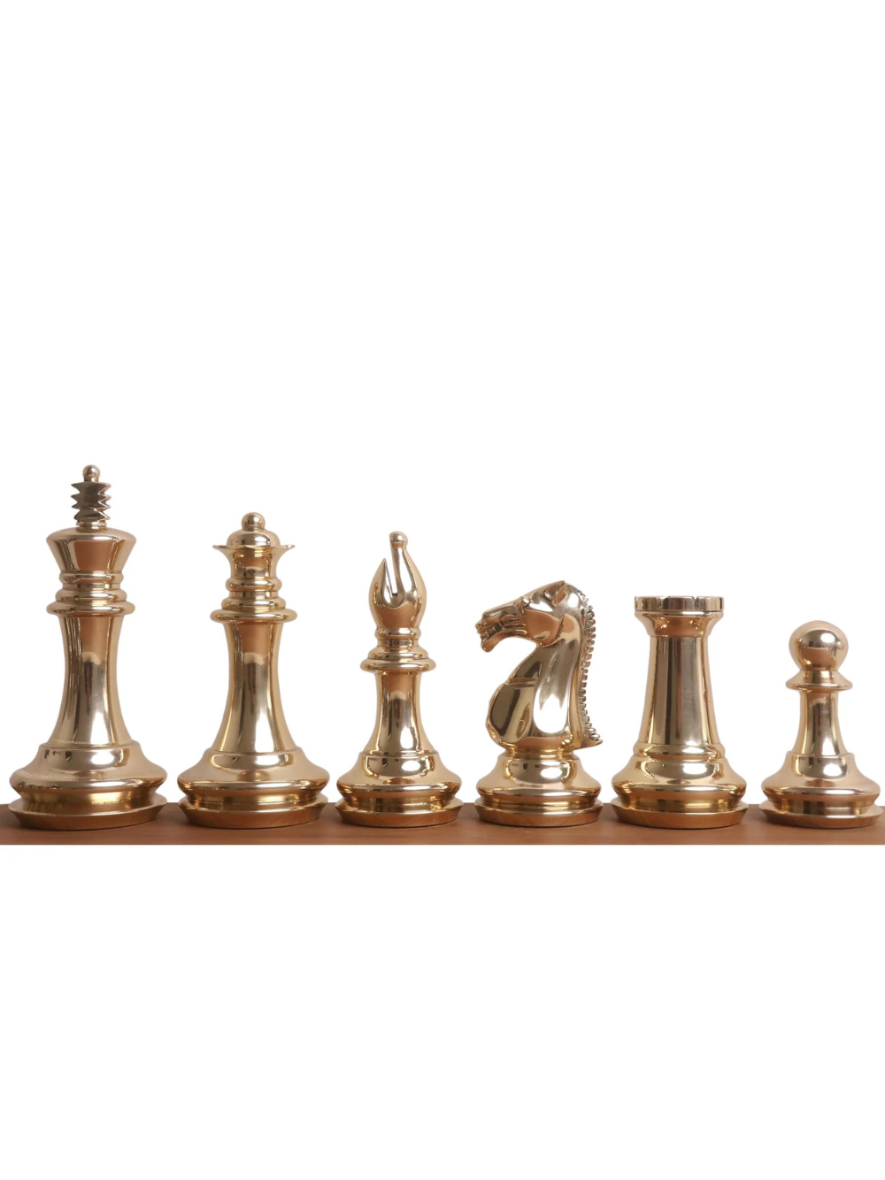 Pièces d'échecs de luxe en laiton de la série Fierce Knight de 3,9 pouces, or métallisé et gris