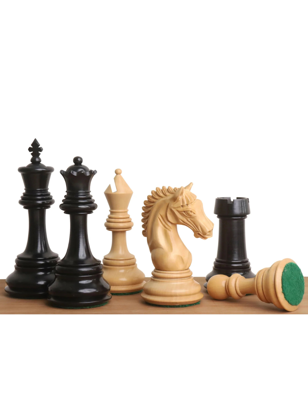4.5" Tilted Knight Luxury Staunton Chess Pieces Ebony Wood &amp; Boxwood - image 1