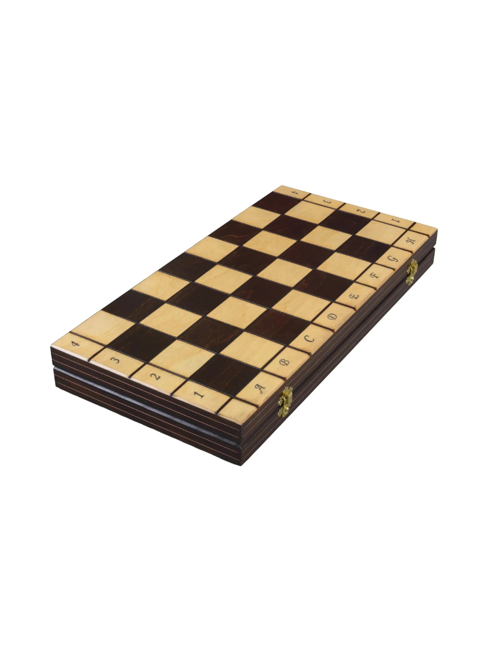 Beech Chess Set with Folding Board &amp; Brass Inlay