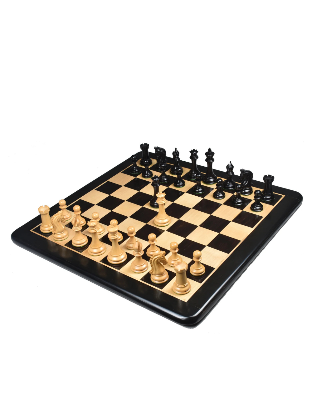 Repro 2016 Sinquefield Staunton Chess Set Ebony Wood with Board and Box