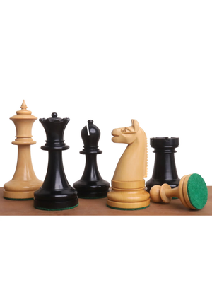 1900s' American Chess Company Reproduction Set - Ebony Wood Pieces with Board & Box - image 1