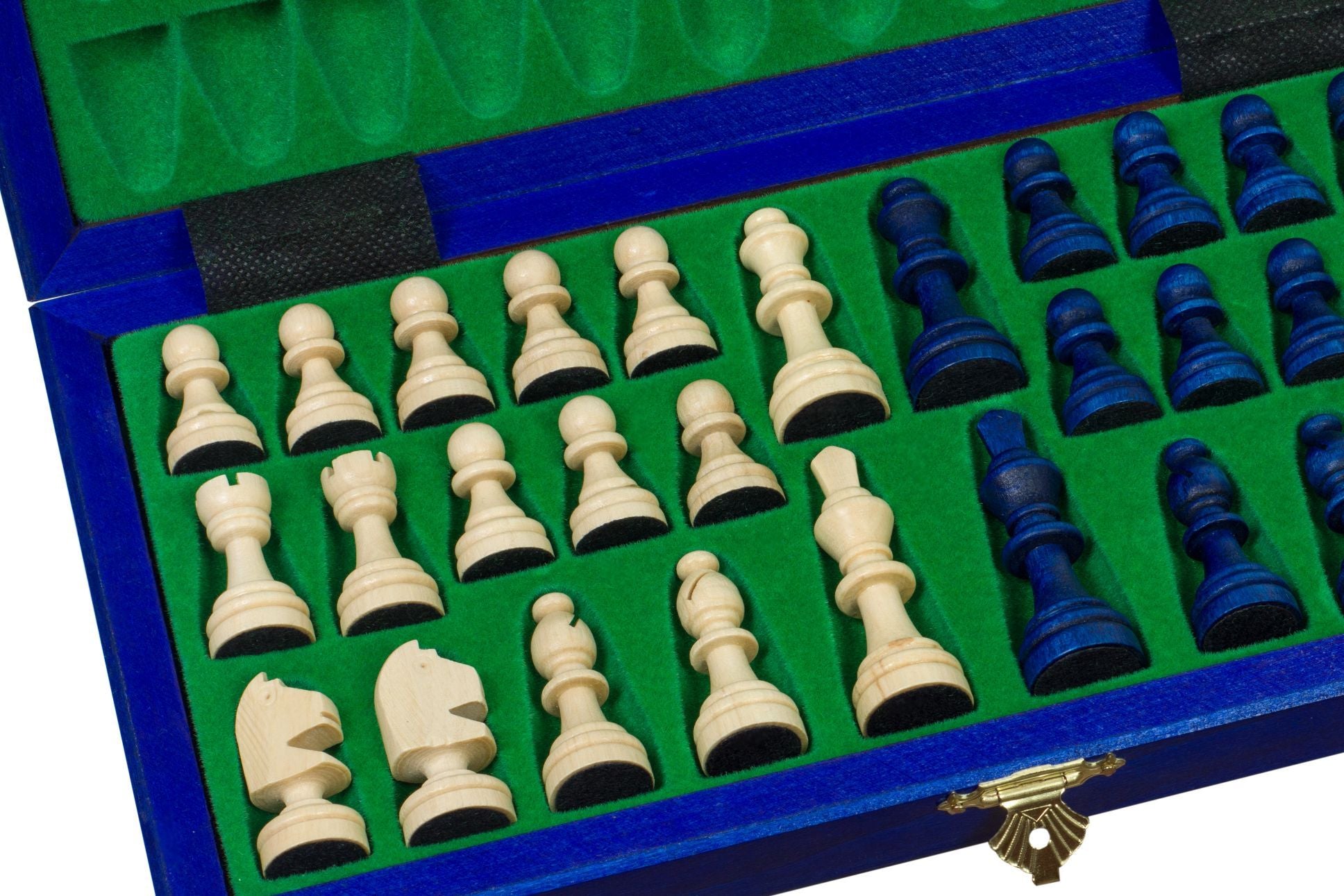Jeu d'échecs en bois bleu