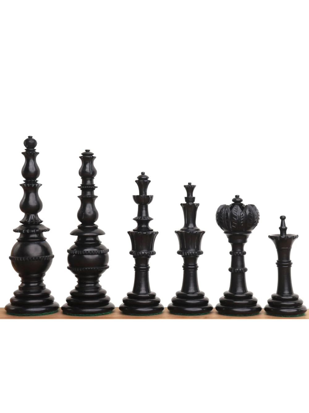 4.6″ Turkish Tower Pre-Staunton Chess Set - Chess Pieces Only - Black &amp; White Camel Bone - image 1