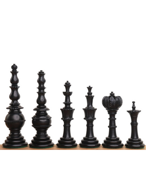 4.6″ Turkish Tower Pre-Staunton Chess Set - Chess Pieces Only - Black & White Camel Bone - image 1