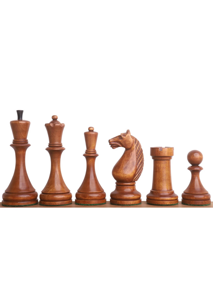 1935 Botvinnik Flohr-II Soviet Chess Pieces - Distress Antiqued Boxwood &amp; Ebonised Boxwood - 4.4" King - image 1