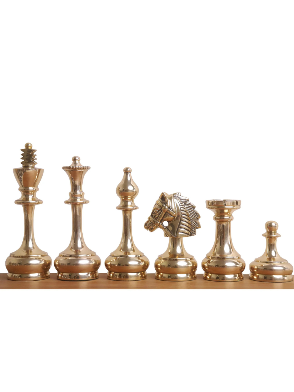 Pièces d'échecs de luxe en laiton de la série Splendor de 9,4 cm, couleur or et gris métallisé