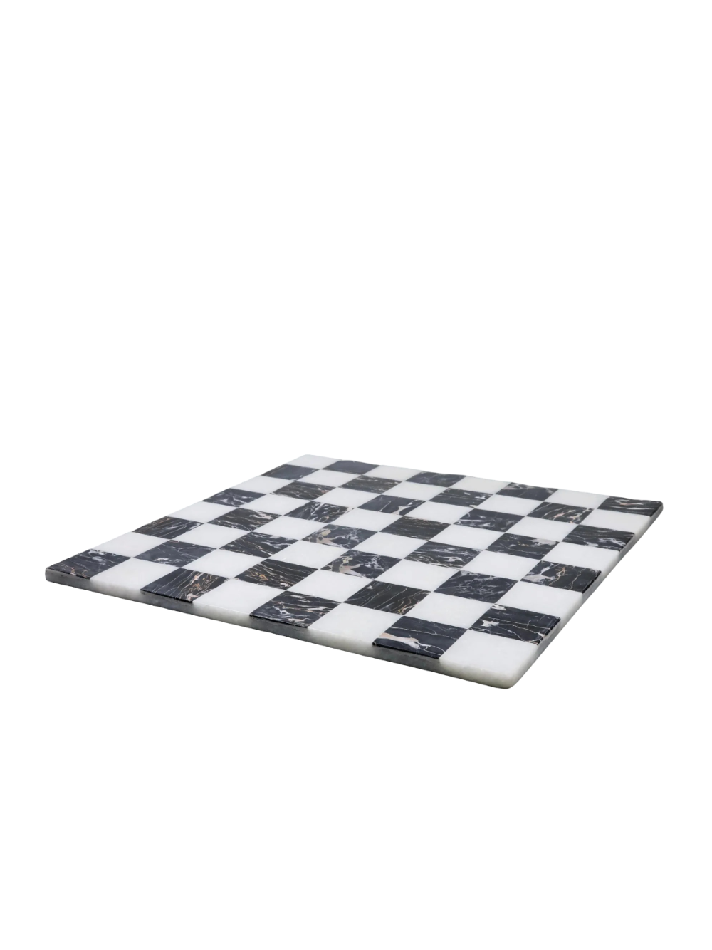 3.9" Brass Modern Tower Chess Pieces & 15" Marble Board Chess Set