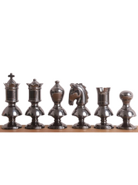 Jeu d'échecs de luxe en laiton de la série victorienne (3,4 po) - Pièces seulement - Or métallisé et gris