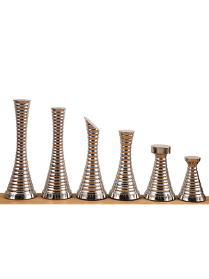 3.9" Modern Brass Metal Luxury Chess Set - Chess Pieces Only - Silver & Antique chessmen - image 1