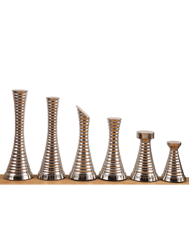3.9" Modern Brass Metal Luxury Chess Set - Chess Pieces Only - Silver &amp; Antique chessmen - image 1