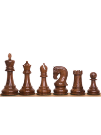 4" Leningrad Staunton Chess Set - Pieces in Golden Rosewood with Board and Box