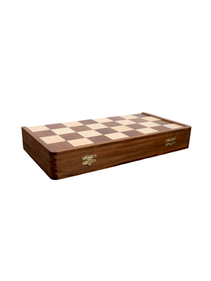 1950's Dubrovnik Chess Board Folding Style in Golden Rosewood & Maple Wood with Internal Storage - 57 mm square