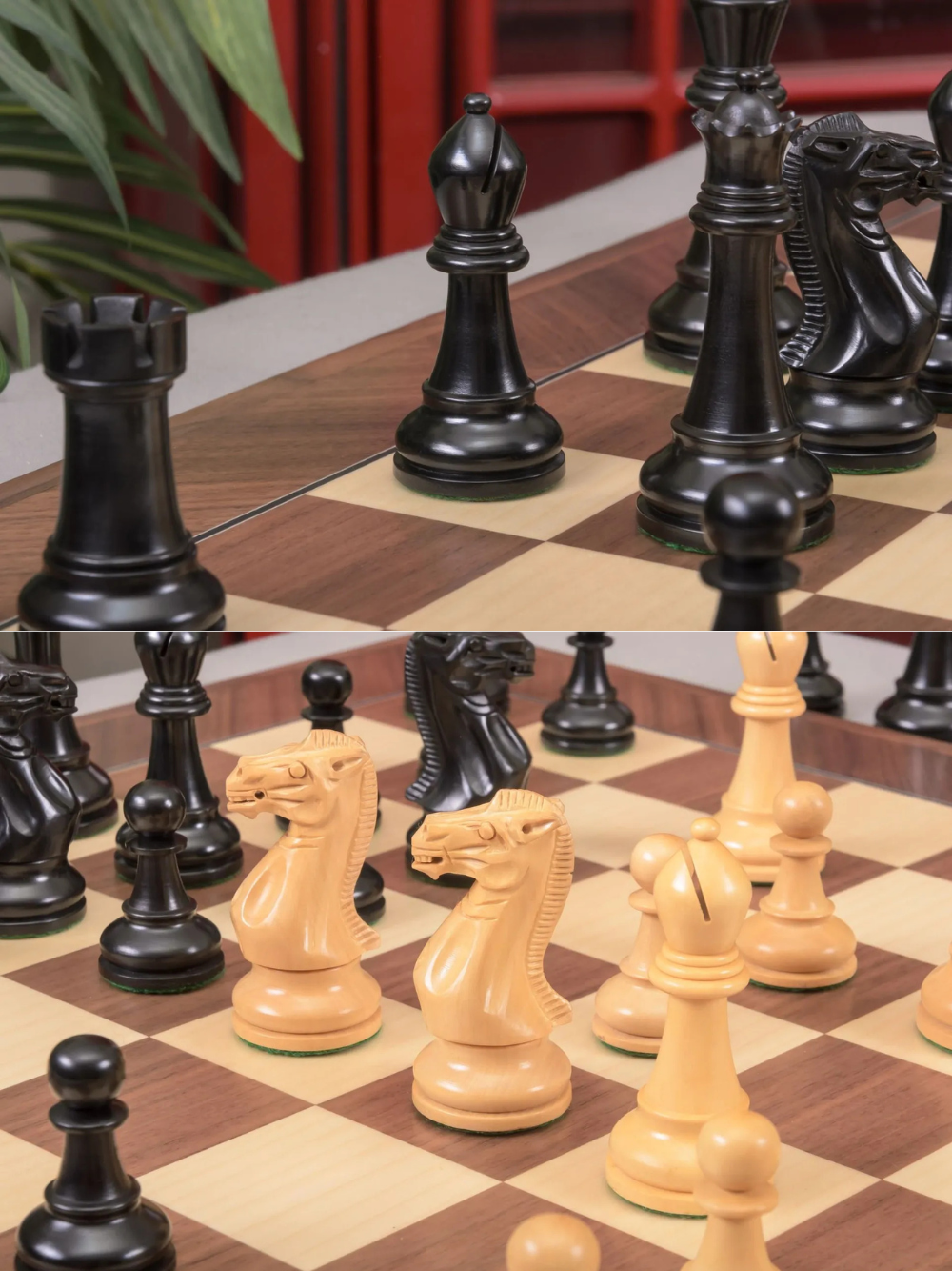 The Winchester Series Chess Pieces - 4" King (Ebonised Boxwood and Natural Boxwood)