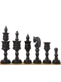 Pièces d'échecs de la série Lotus sculptées à la main de 11,9 cm (4,7 po) en bois d'ébène lesté