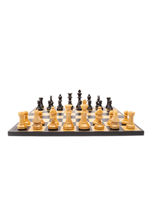 Staunton Europe nº5 chess set weighted GLOSSY pieces with BLACK board without frame