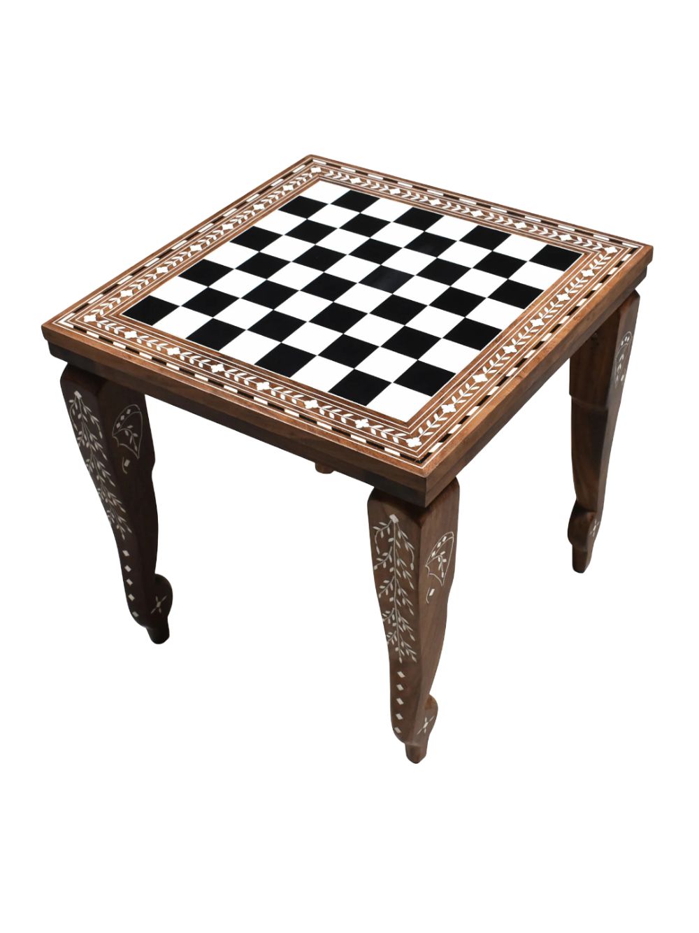 Table d'échecs en bois 14" – Série Bibliothèque en palissandre doré et ivoire acrylique