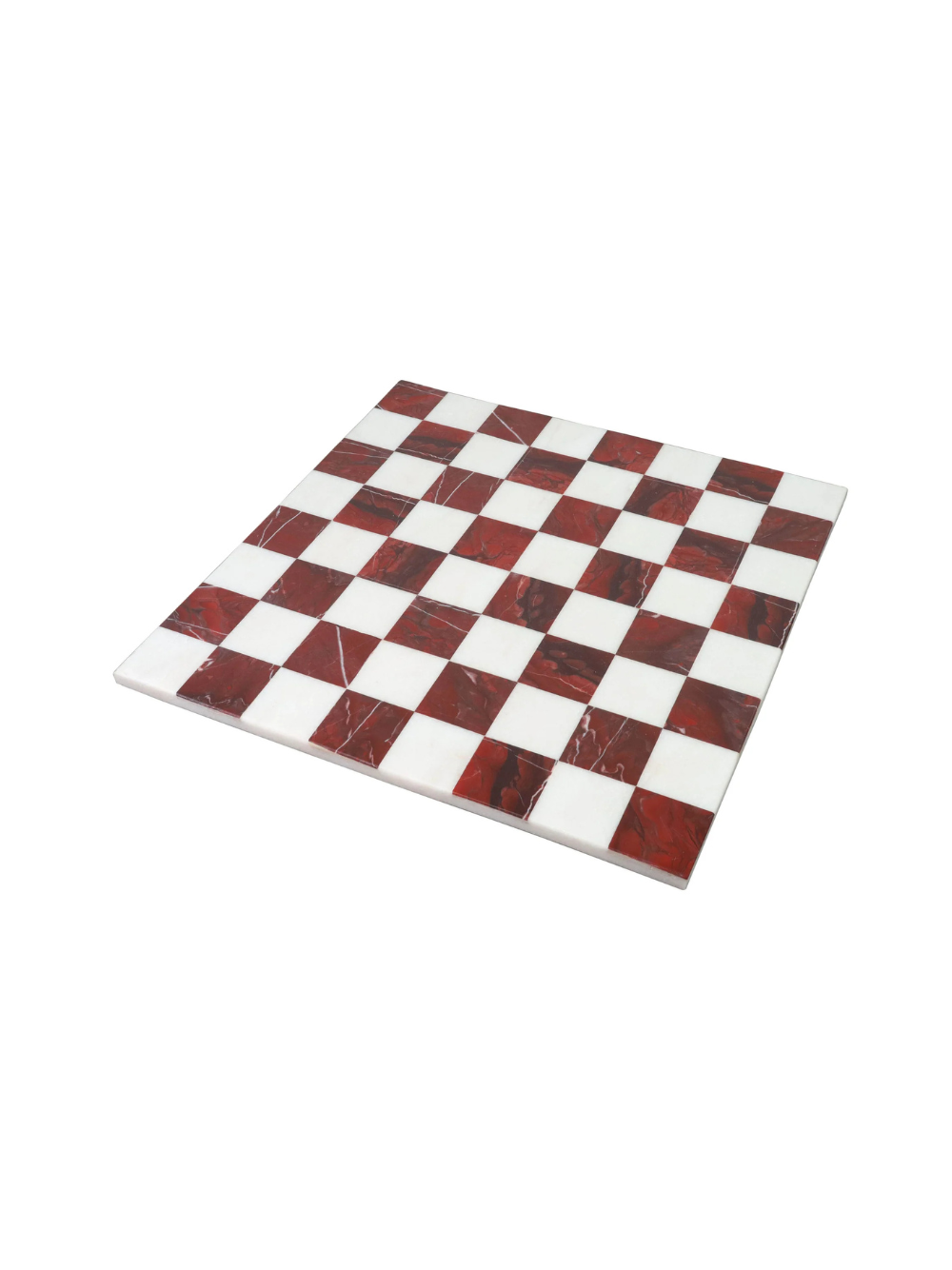 15'' Borderless Marble Stone Luxury Chess Board - Maroon Semi Precious Stones
